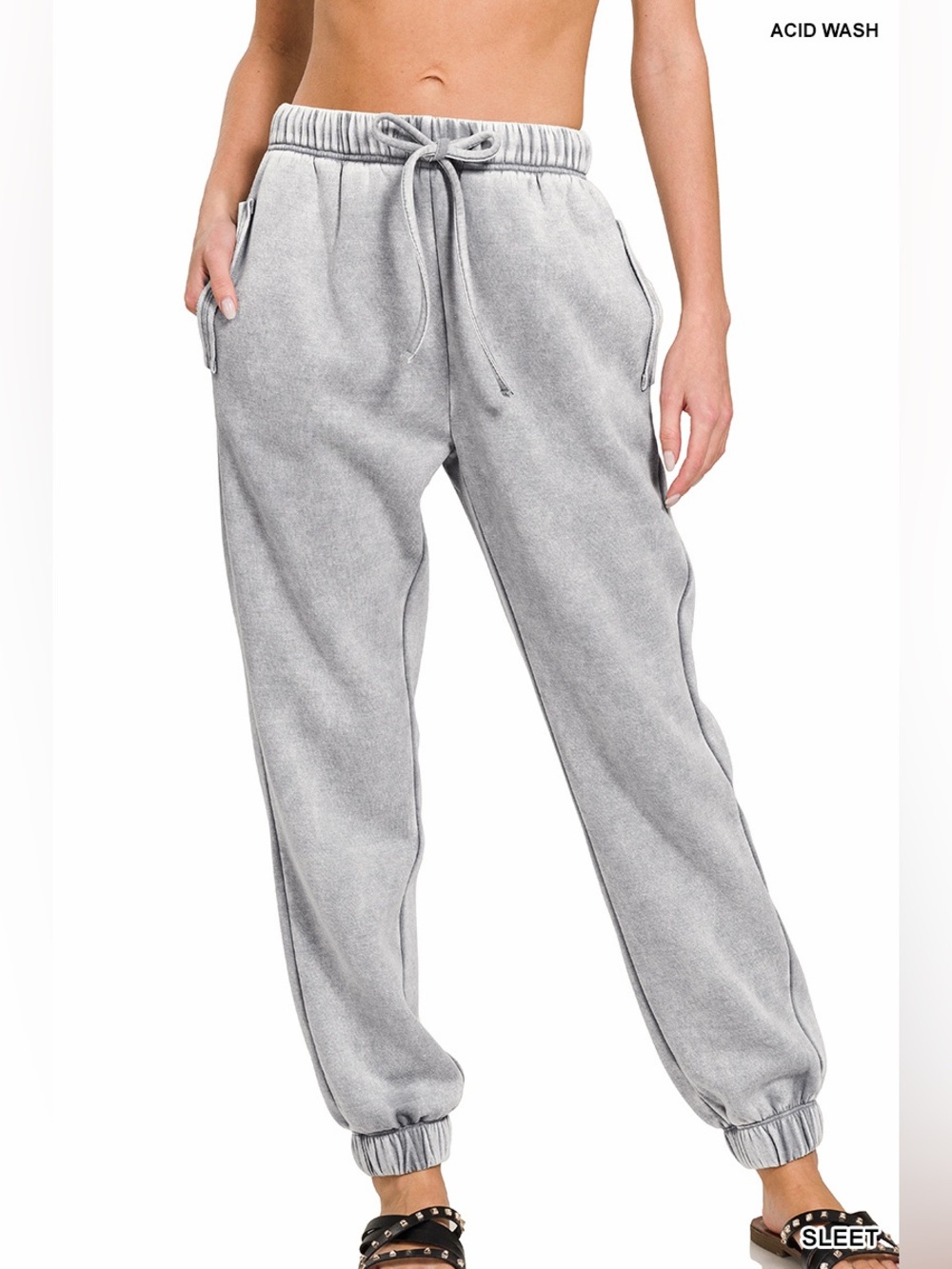 Zenana Acid Wash Jogger -Sleet
